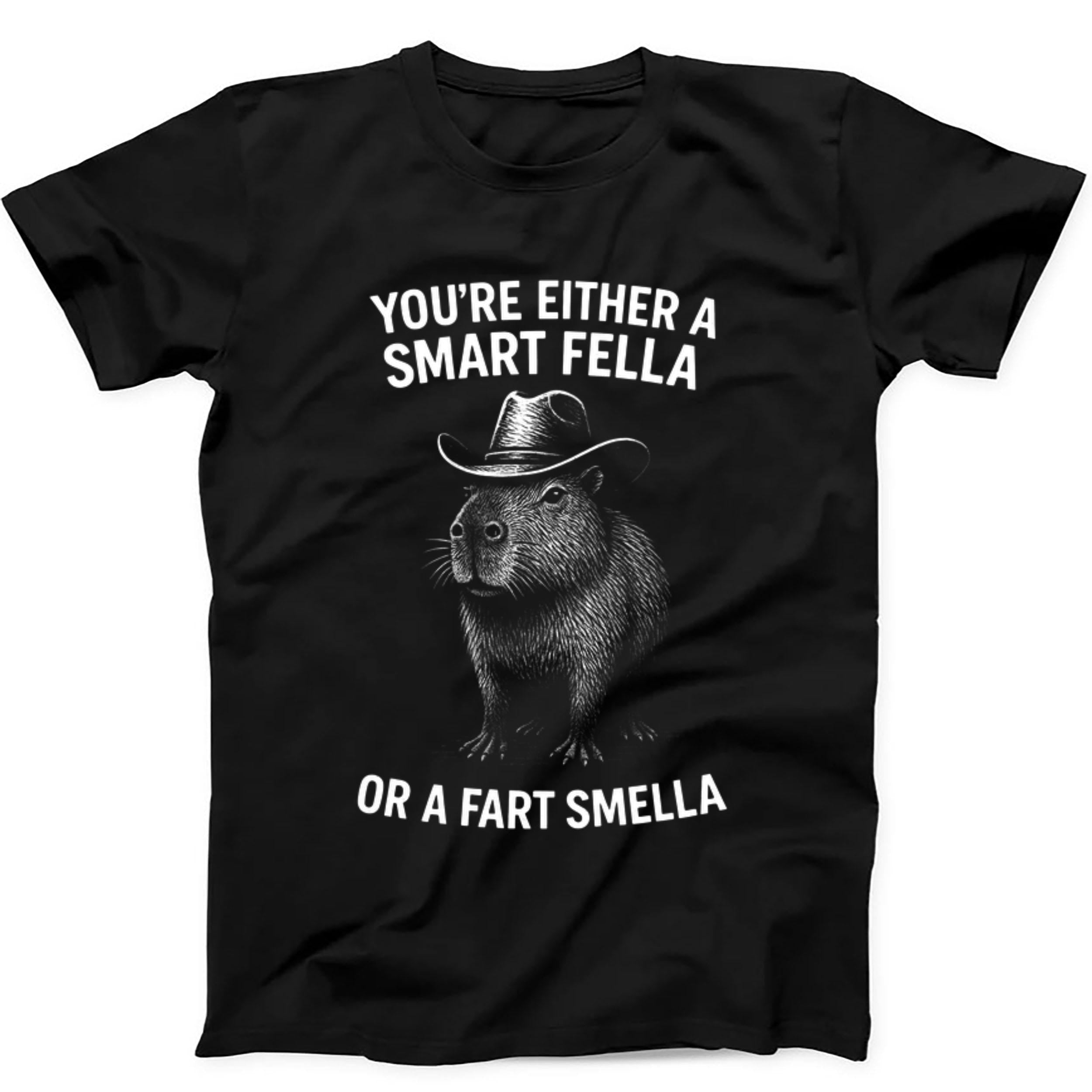 Capybara Smart Fella Or Fart Smella Best Seller Funny Gift Black Tee T Shirt 435