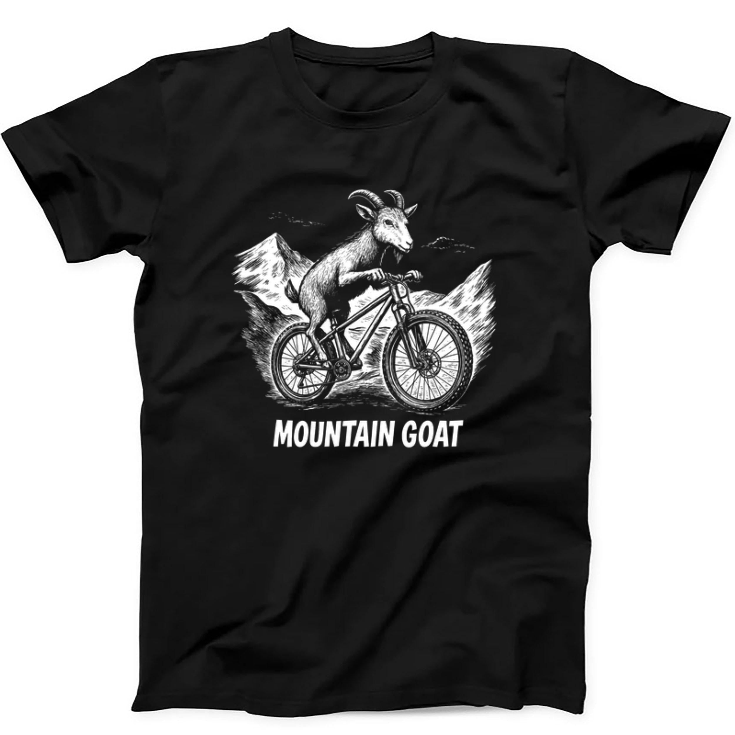 Mountain Bike Mountain Goat Riding Biking Sarcastic Silly Funny Gift Tee Black T Shirt 433
