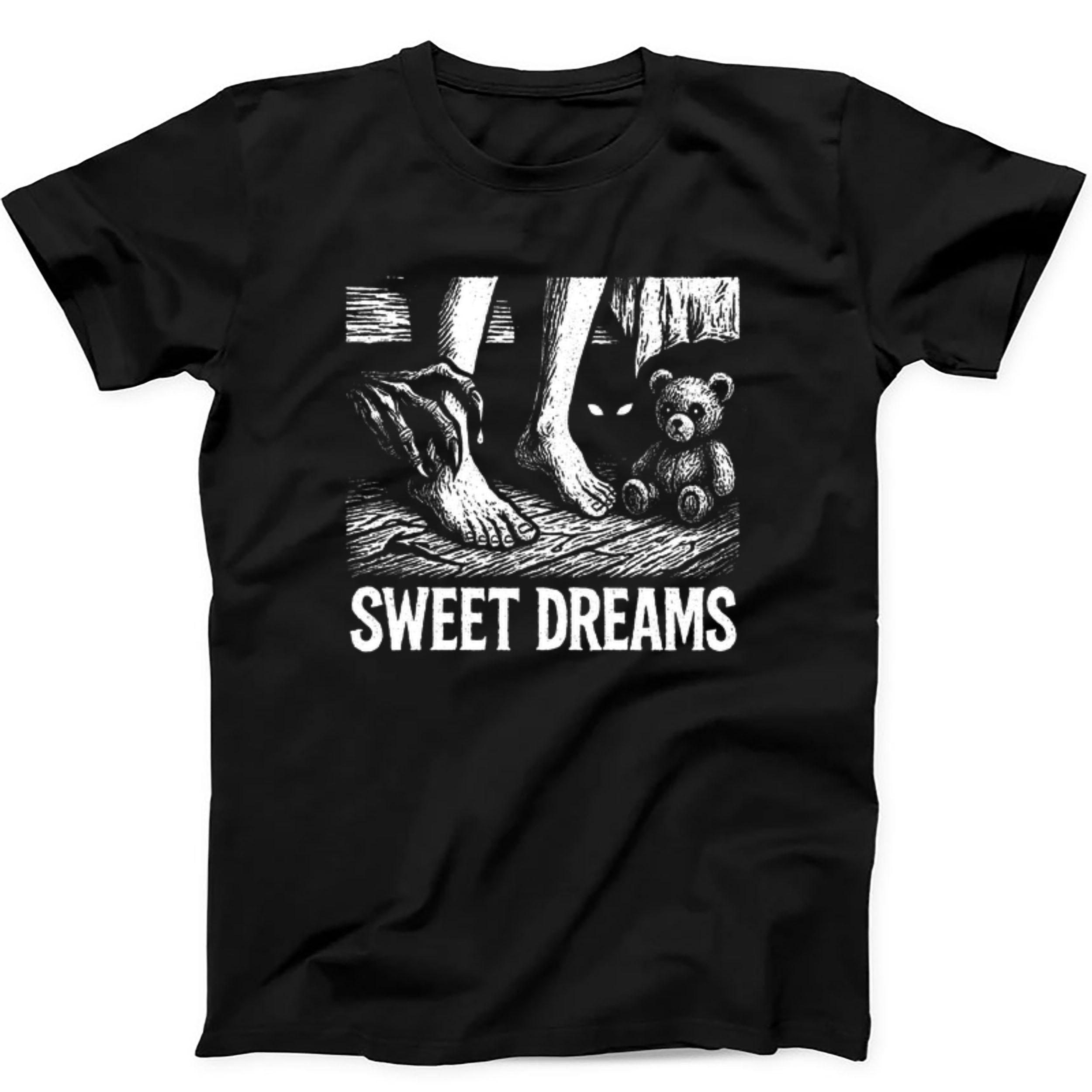 Sweet Dreams Monster Under The Bed Horror Nightmare Scary Halloween Funny Gift Tee Black T Shirt 489