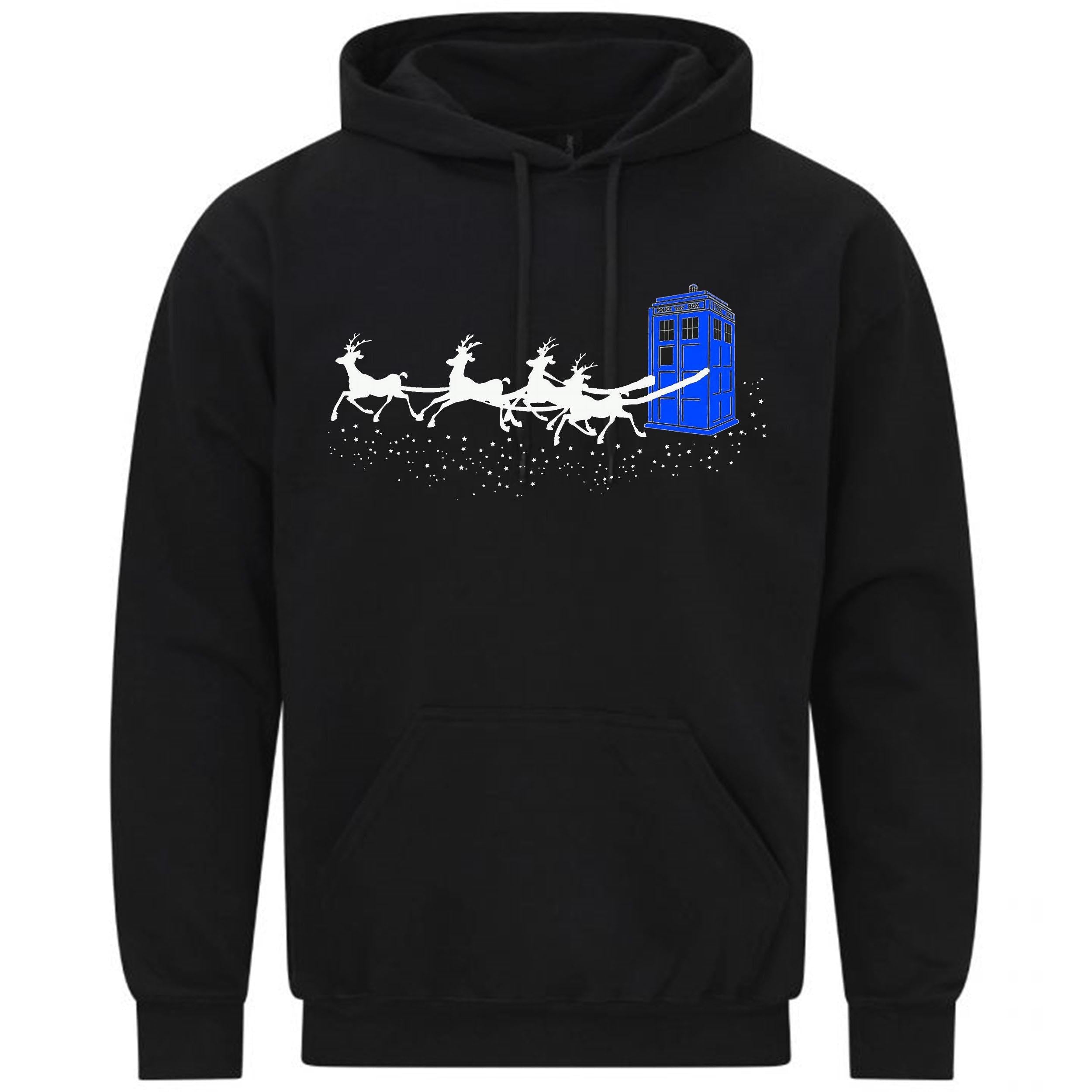The Doctor Who Christmas Police Phone Box Flying Deer Gift Sweatshirt Hoodie 286