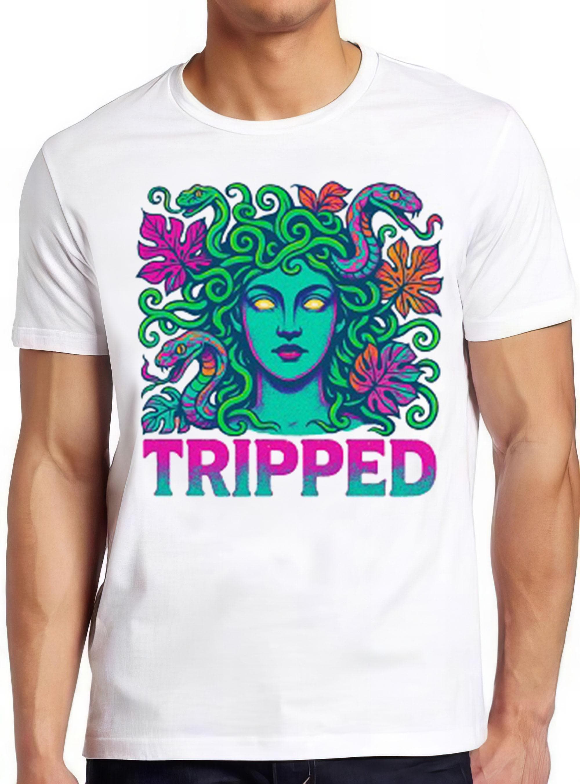 Medusa Tripped Trippy Psychedelic Cobras Marijuana Leaf Weed Cannabis Mushrooms Gift Tee T Shirt 2674