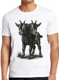 Two Headed Goat Weird Unusual Oddities Freak Show Movie Music Joke Fashion Art Retro Funny Parody Gift Tee T Shirt 2561