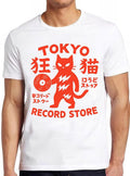 Tokyo Record Store Cat Vinyl Record Player Rock Dj Band Japan Japanese Drawing Art Super Cool Best Gift Top Tee T Shirt 2643