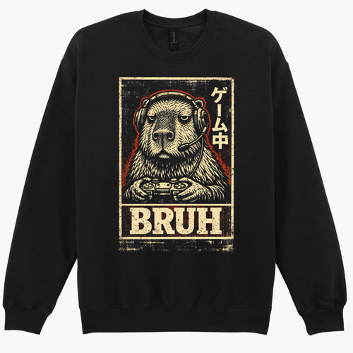 Bruh Capybara Gamer Video Games Meme Funny Gift Sweatshirt Hoodie 534