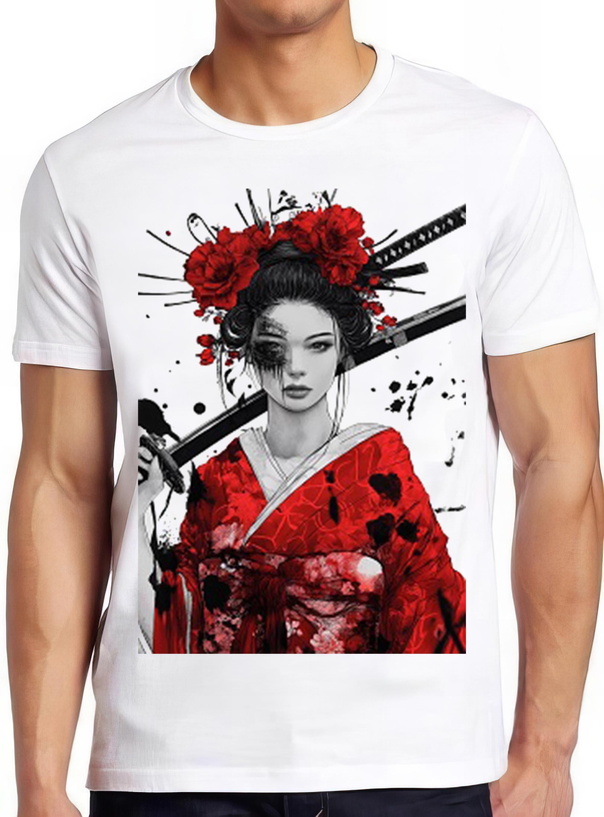 Japanese Geisha Samurai Girl Manga Retro Gamer Cult Meme Movie Music Cool Gift Tee T Shirt 2414