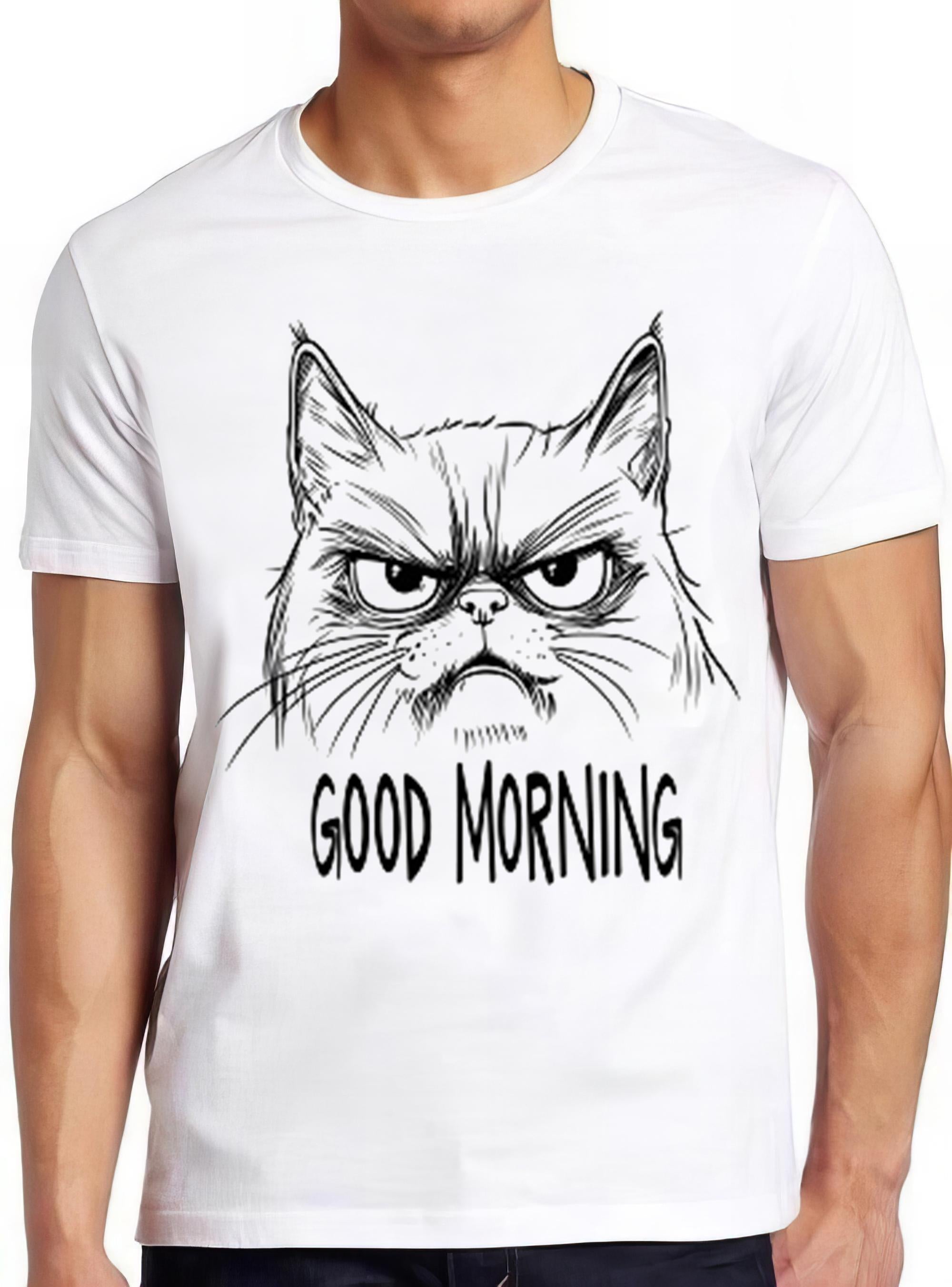 Unimpressed Cat Good Morning Kitten Meow Pet Design Best Seller Funny Meme Men Women Fashion Top Retro Gift Tee T Shirt 2524