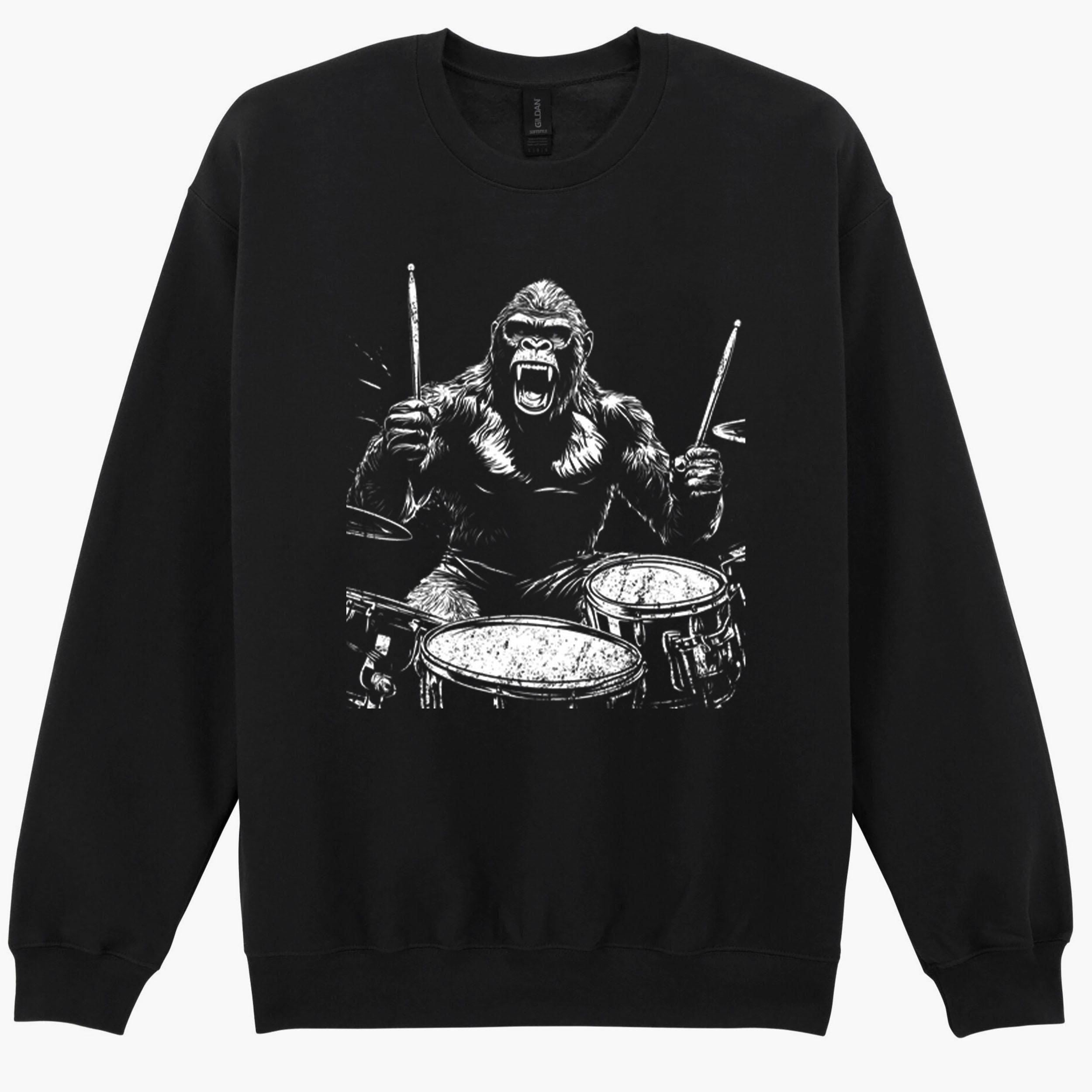 Gorilla Drummer Drum Drumming Monster Funny Animal Gift Sweatshirt Hoodie 406