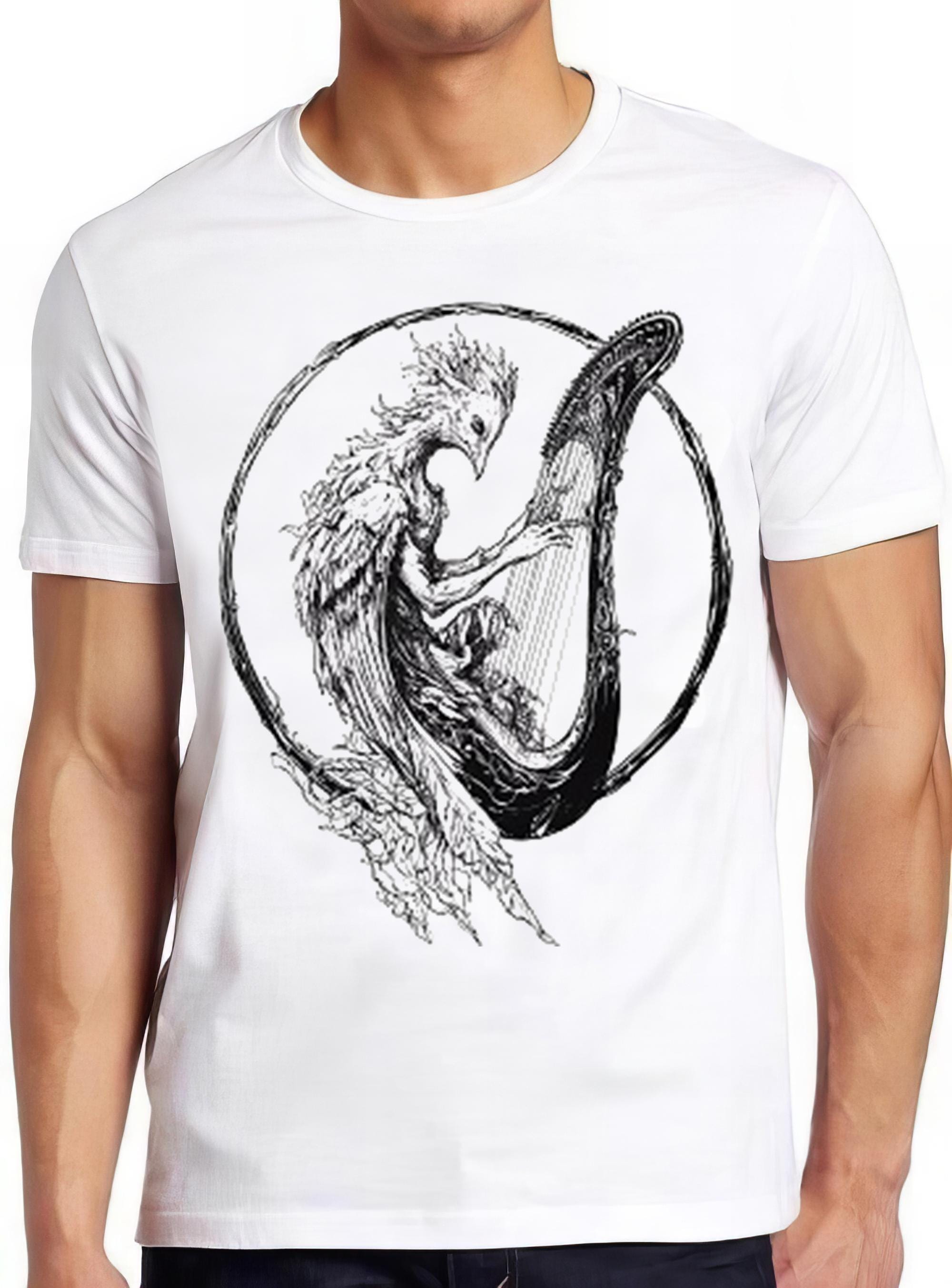 Peacock Playing Harp Sketch Humorous Hilarious Witty Funny Music Gift Tee T Shirt 2239