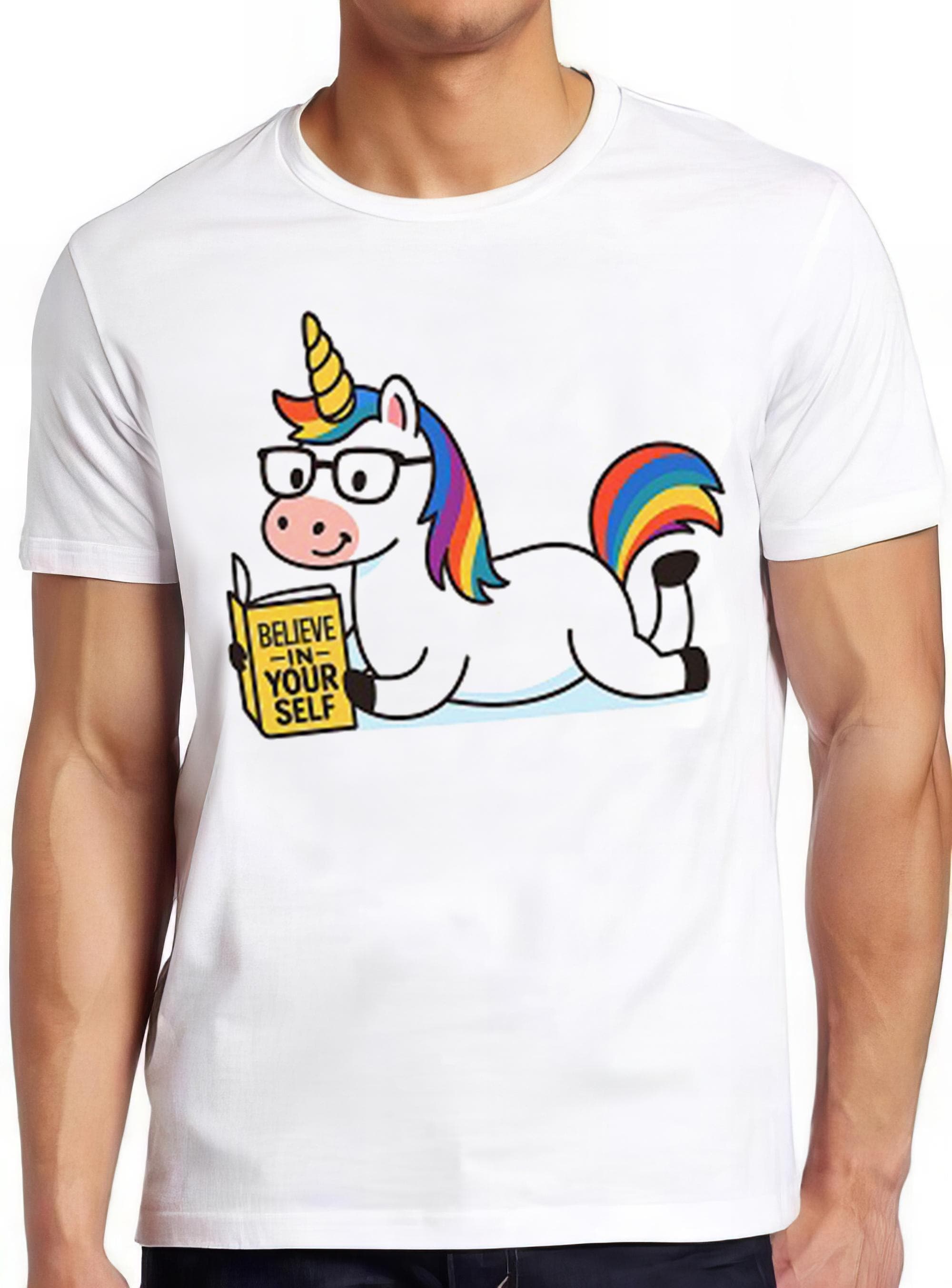 Unicorn Believe in Yourself Rainbow LGBT Funny Meme Gift Tee Cult T Shirt 2603