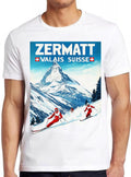 Swiss Alps Ski T Shirt Zermatt Valais Switzerland Poster Cool Tee 3006
