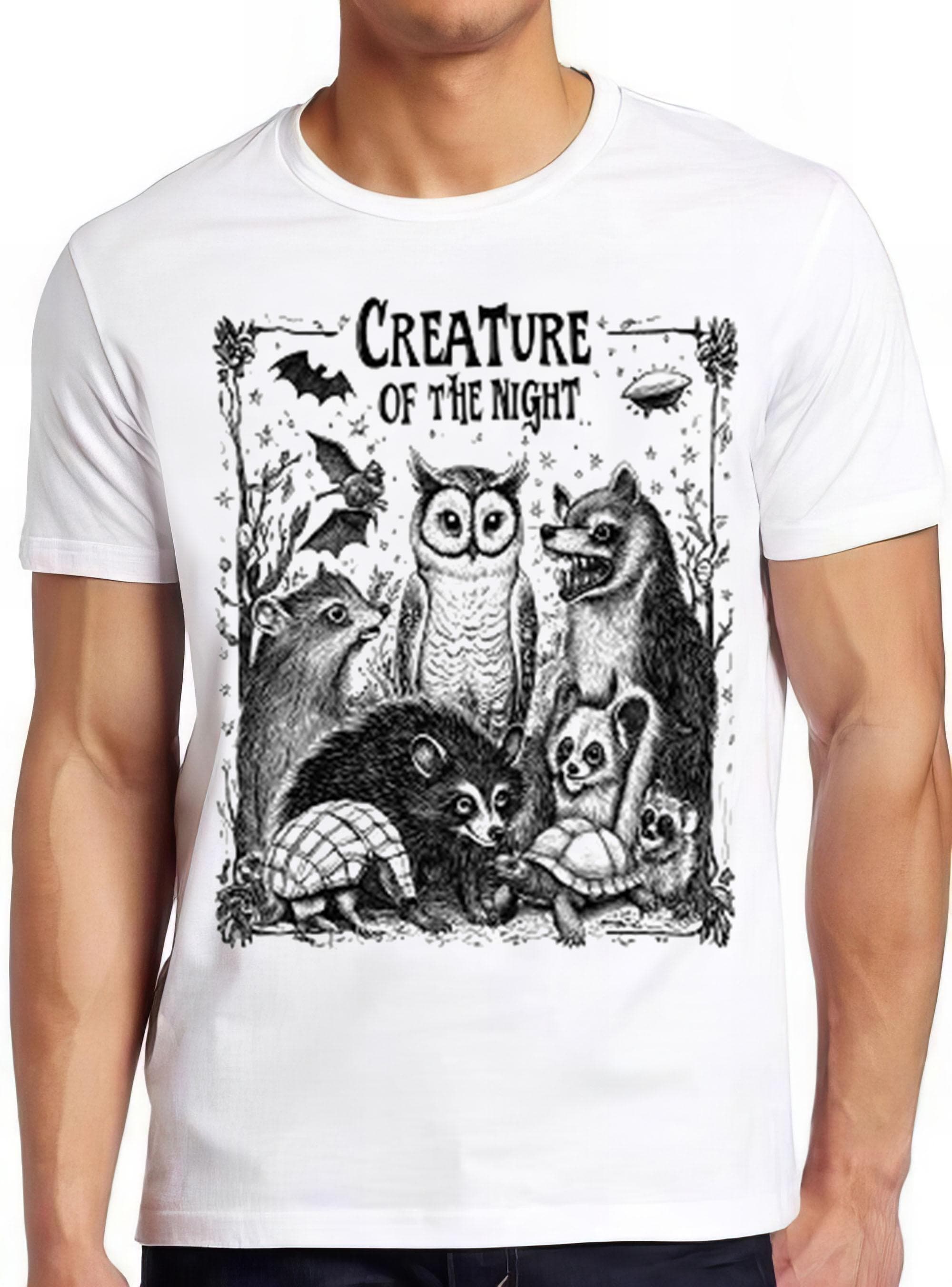 Creature Of The Night Possum Raccoon Armadillo Turtle Creepy Unusual Occult Weird Humorous Hilarious Witty Funny Music Gift Tee T Shirt 2387