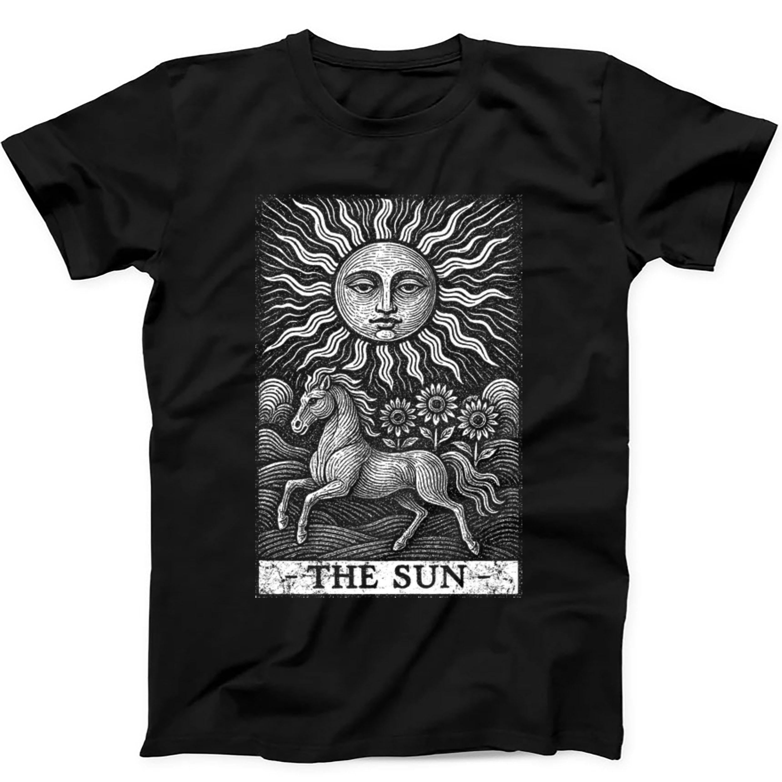 The Sun The Horse Tarot Card Best Seller Wierd Funny Gift Tee Black T Shirt 462