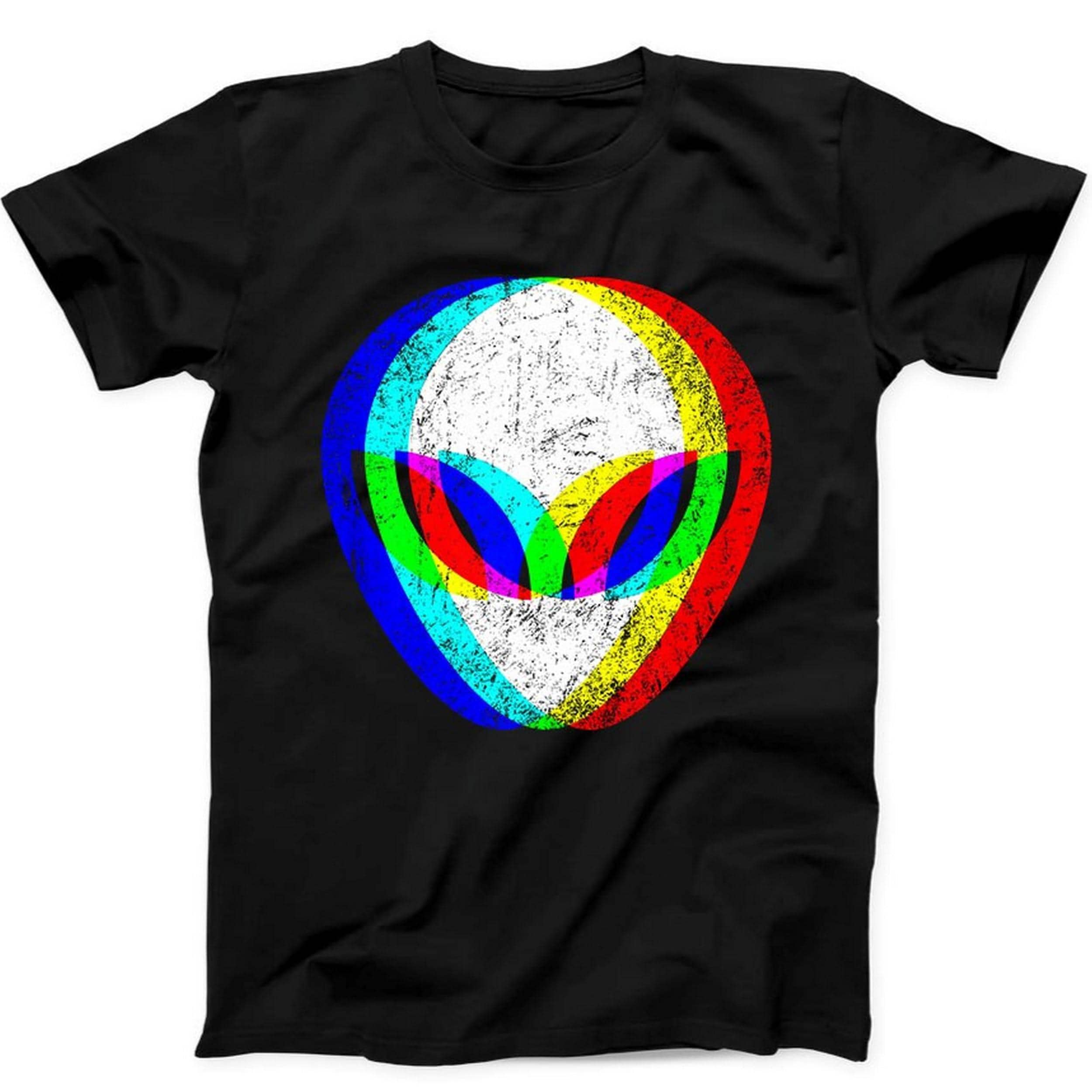 Alien Head Trippy Techno Rave Edm Music Funny Gift Tee Black T Shirt B389