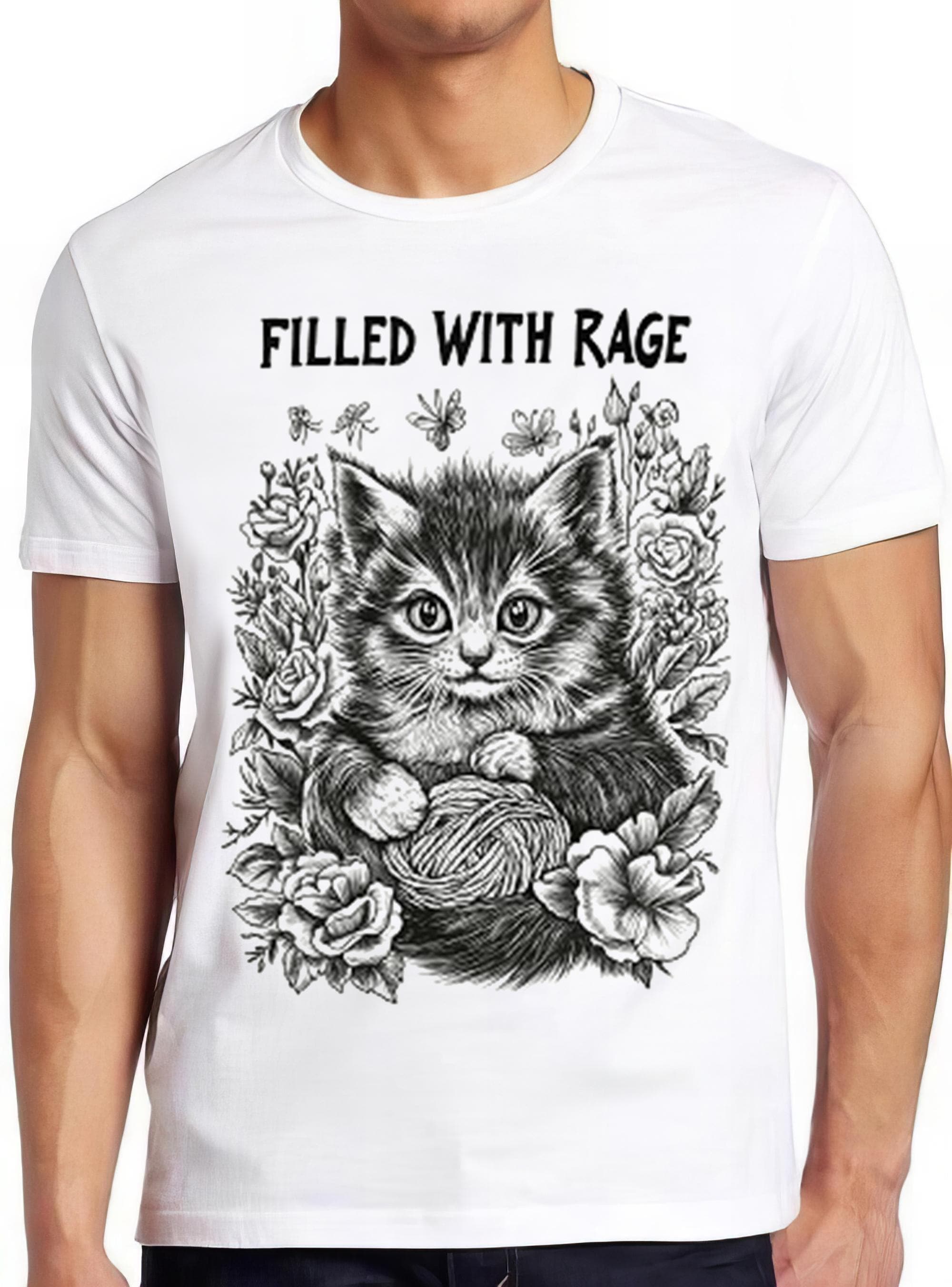 Cute Cat Filled With Rage Silly Kitten Meme Cat Lover Theme Unique Weird Humorous Hilarious Witty Funny Music Gift Tee T Shirt 2485