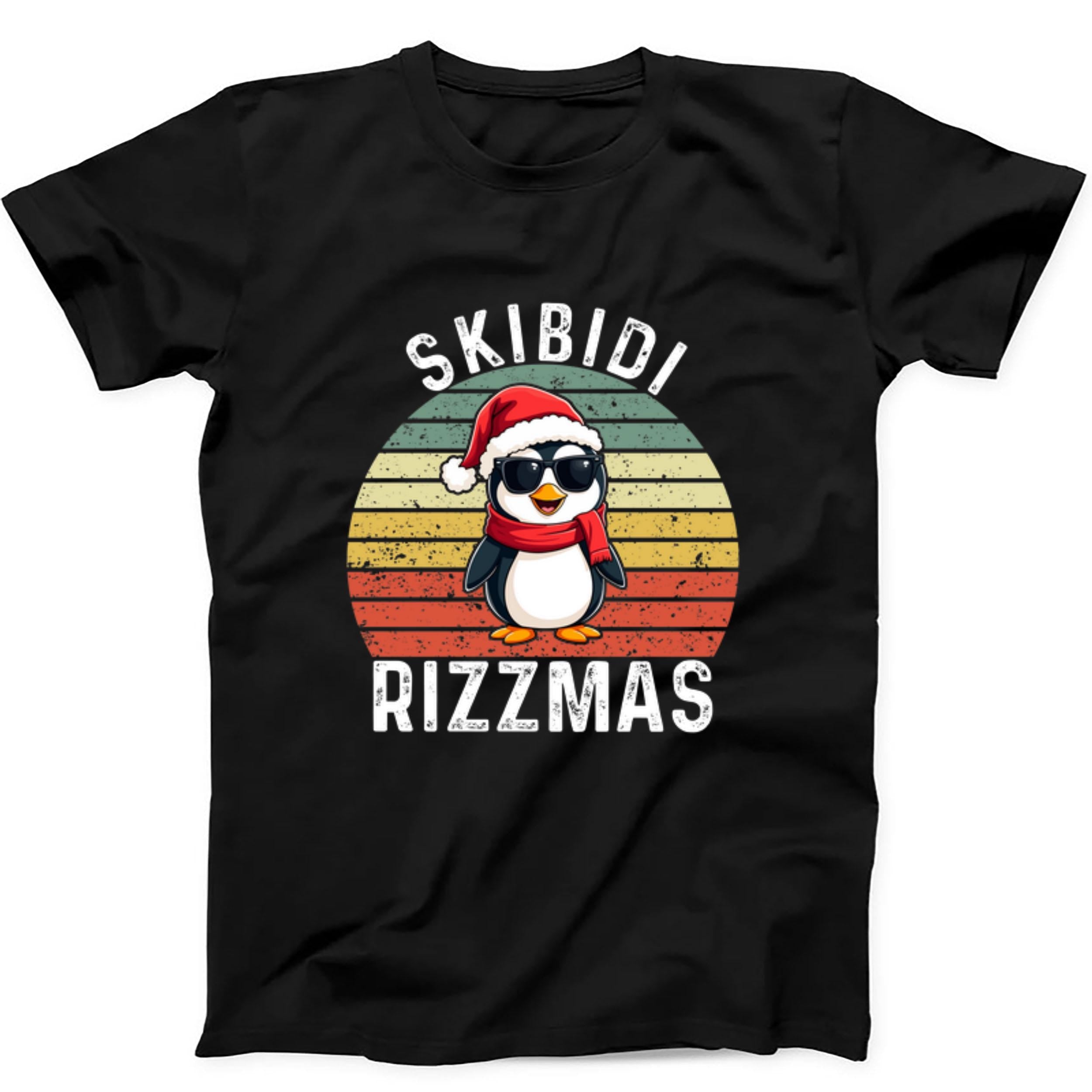 Skibidi Rizzmas Christmas Penguin Funny Gift Tee Black T Shirt 298