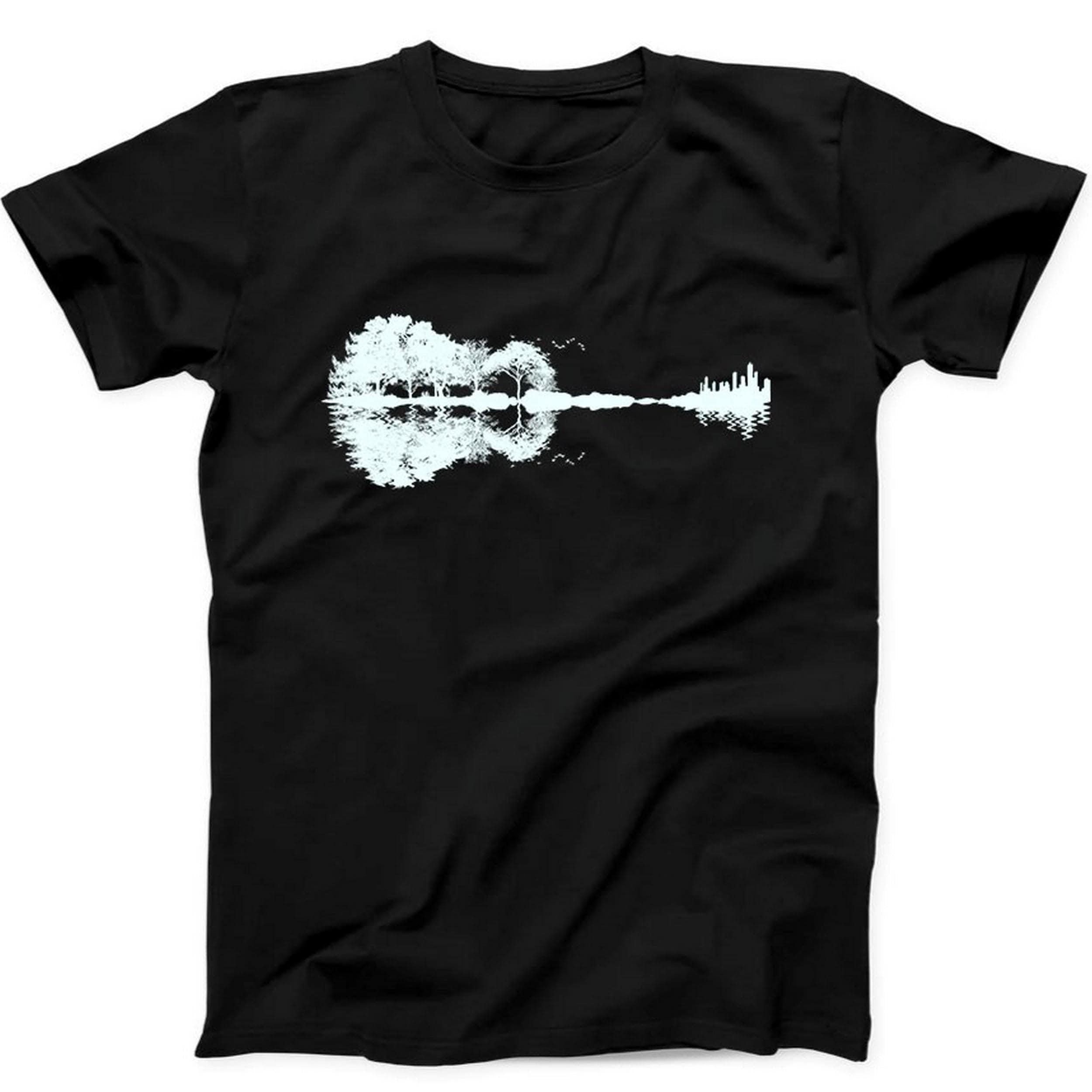Guitar Tree Nature Forest Climate Change Night Music Gift Black T Shirt B69