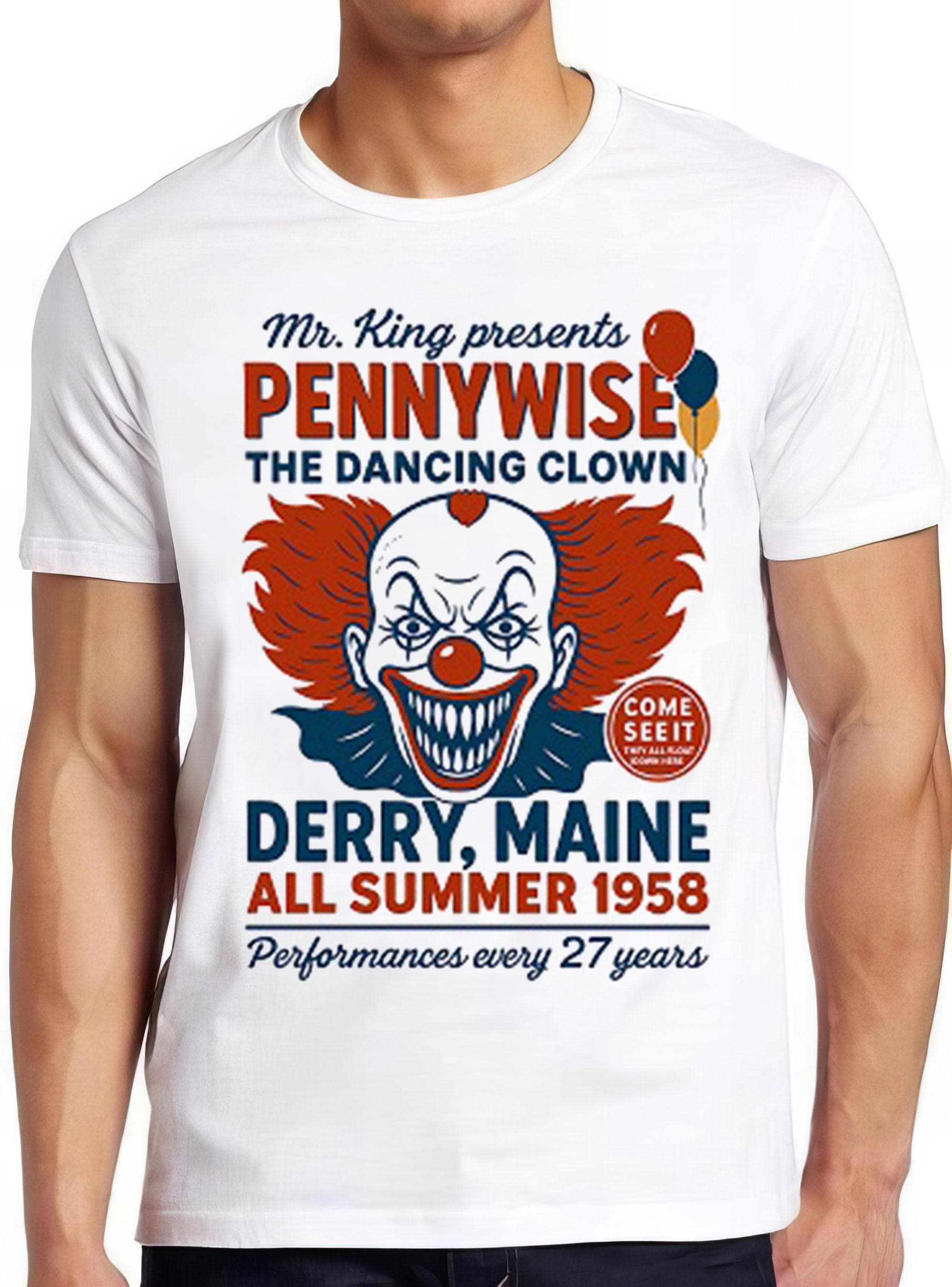 Pennywise The Dancing Clown Derry Maine 1958 Mr King All Summer Horror Hilarious Funny Meme Movie Gift Tee Cult T Shirt 2848