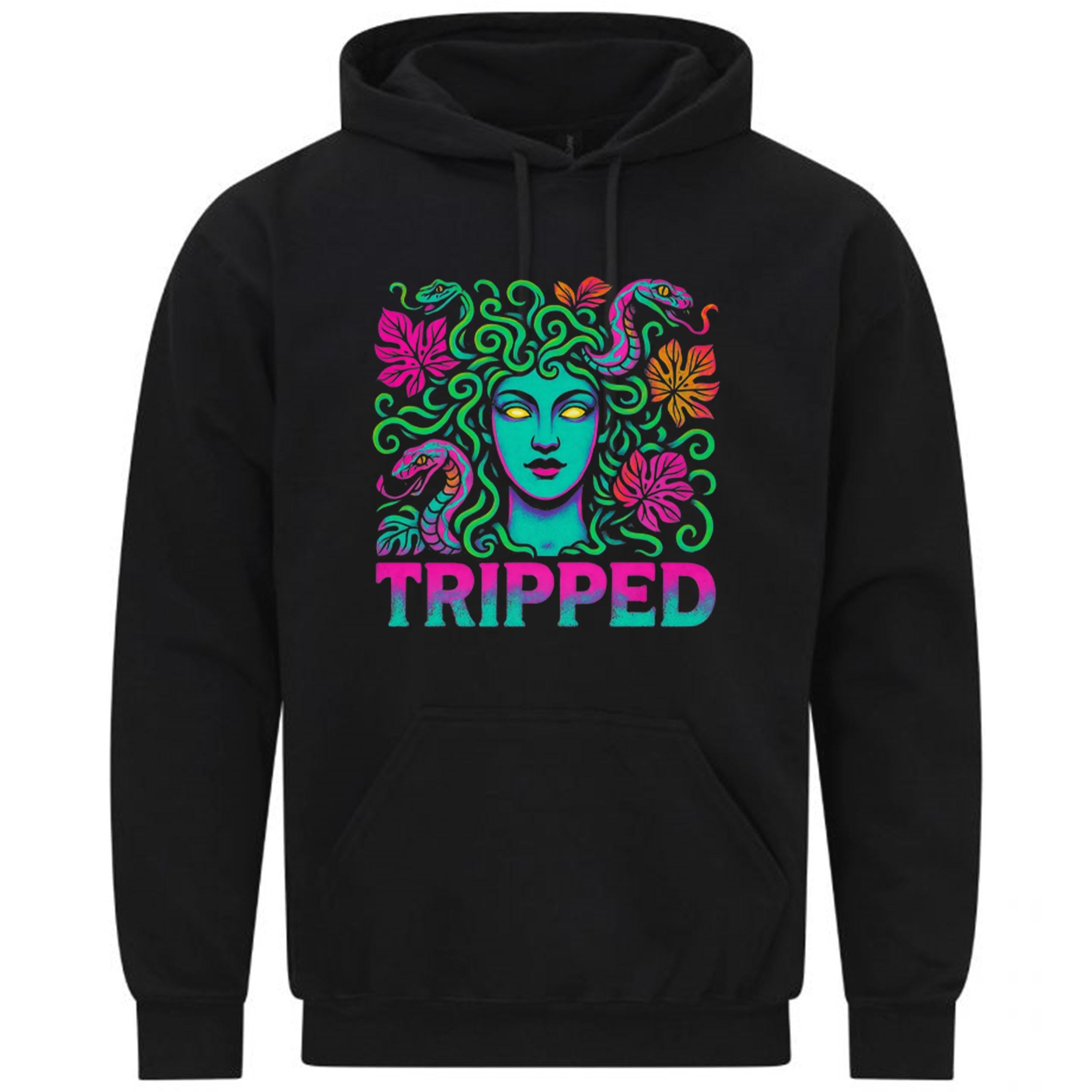 Medusa Tripped Trippy Psychedelic Cobras Marijuana Leaf Sweatshirt Hoodie 460