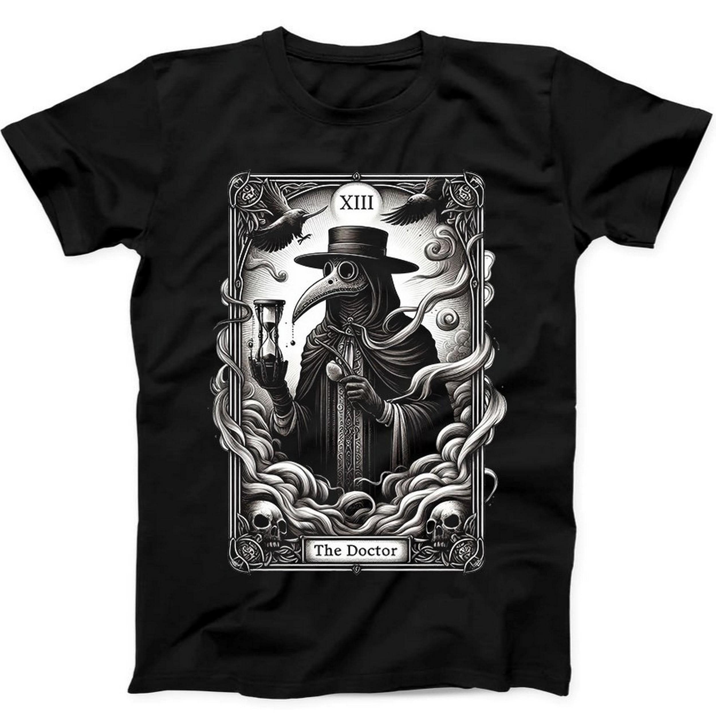 Tarot Card Plague Medical Doctor Funny Gift Black Tee T Shirt B328