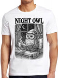 Night Owl Animal Sarcastic Reading Funny Book Reader Nerdy Meme Gift Tee Gamer Cult Movie Music T Shirt 2834
