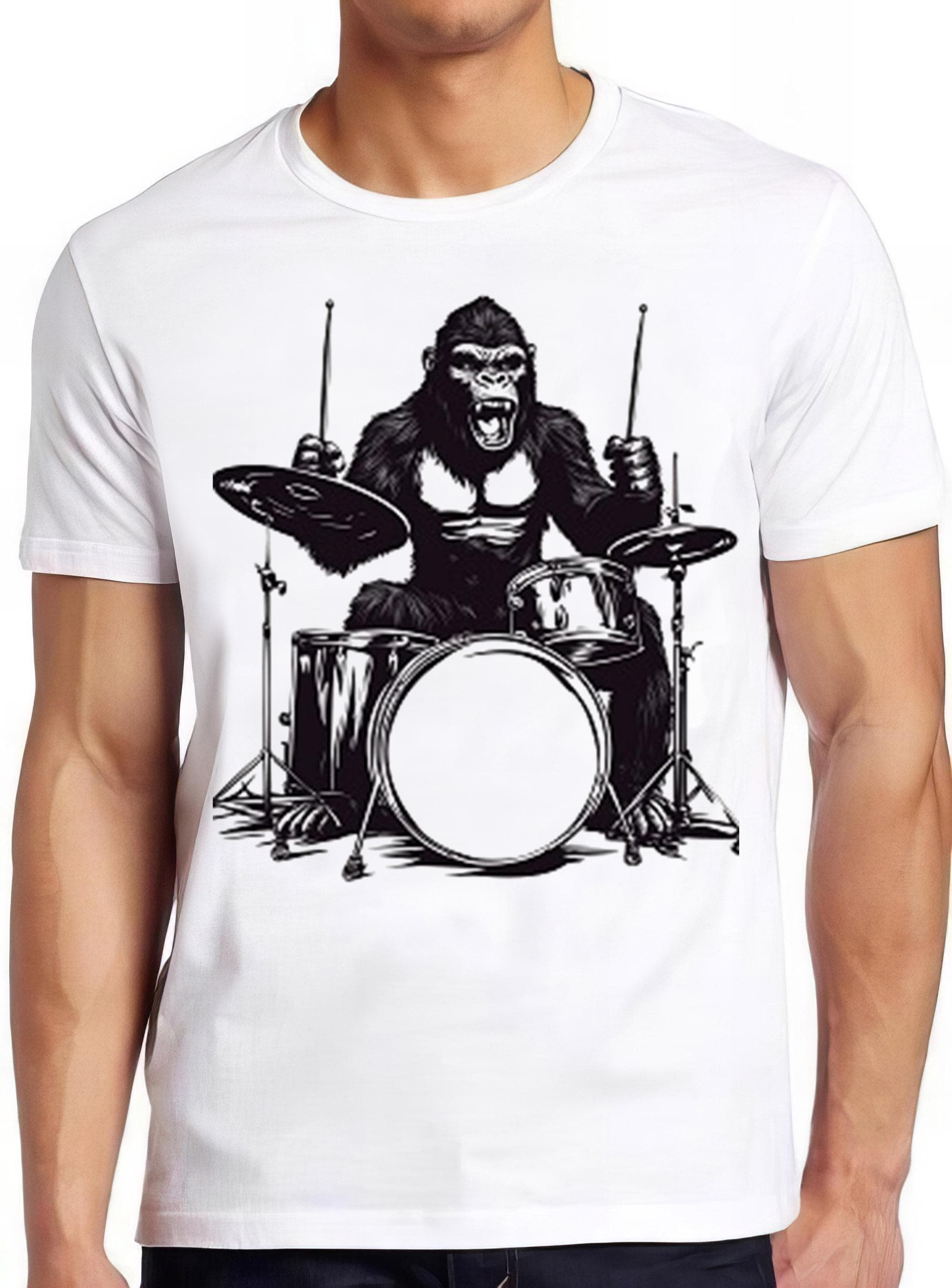 Gorilla Drummer Drum Drumming Monster Funny Animal Meme Gift Tee Gamer Cult Movie Music  T Shirt 2407