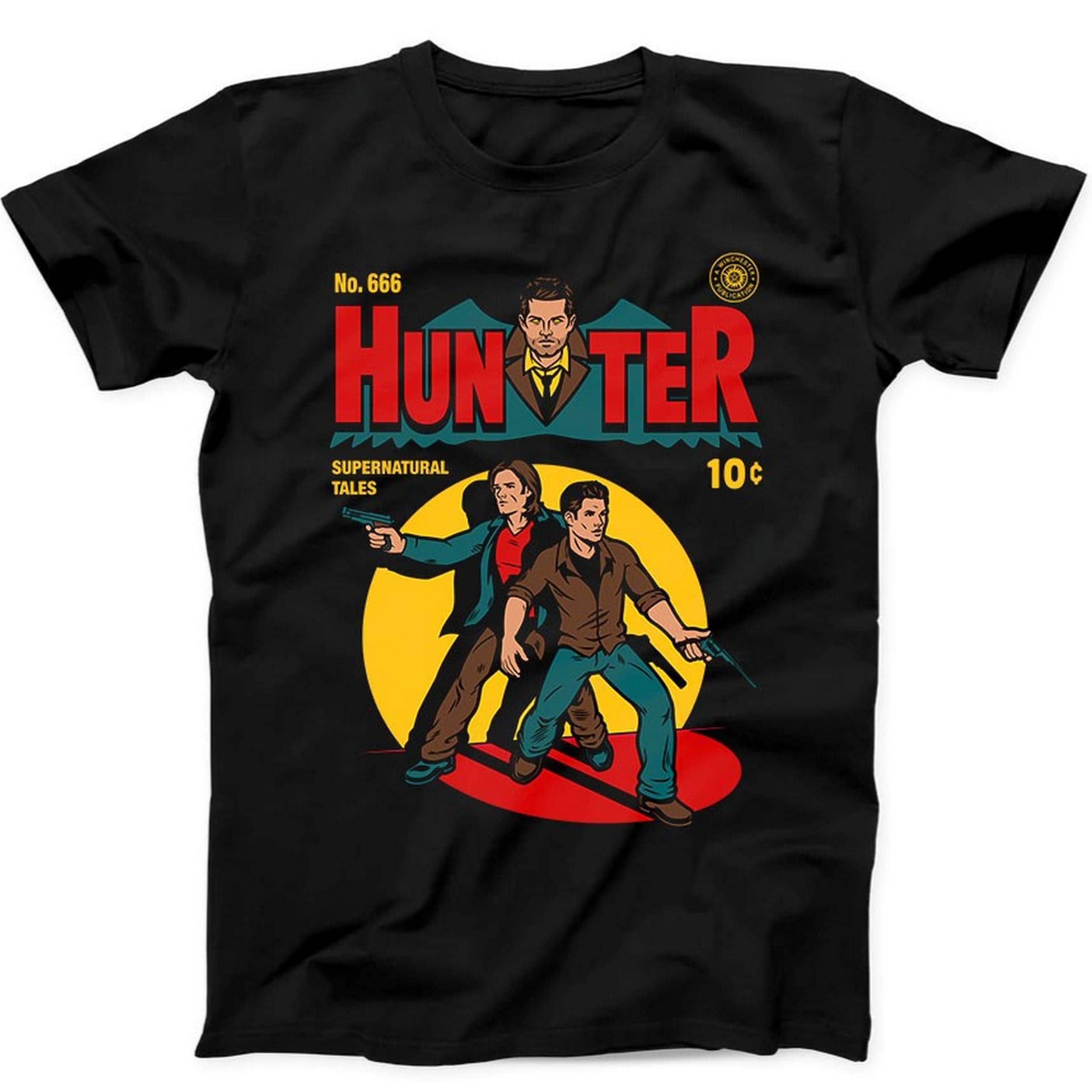 Hunter Comic Supernatural Best Seller Funny Retro Gift Tee Black T Shirt B4
