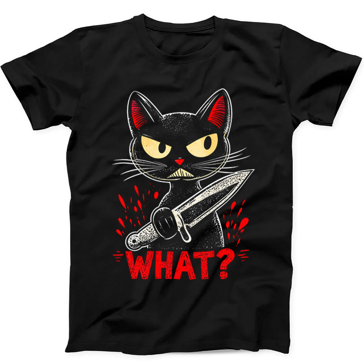 Cat What Murderous Black Cat With Knife Halloween T Shirt Sweatshirt Hoodie 837
